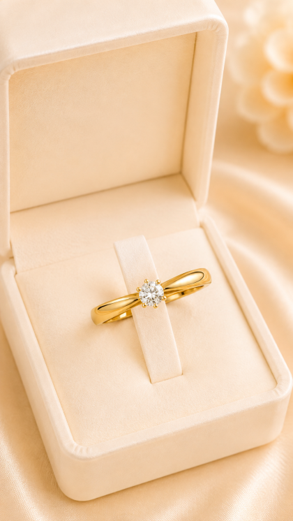 Anillo en oro amarillo 18K con Circon