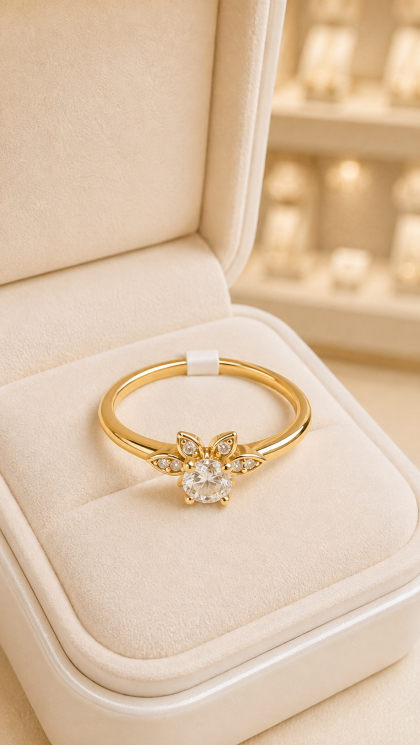 Anillo en oro amarillo 18K con Circon