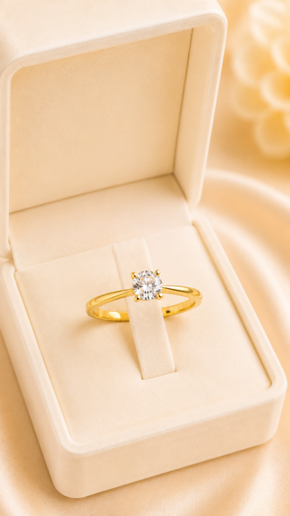 Anillo en oro amarillo 18K con Circon