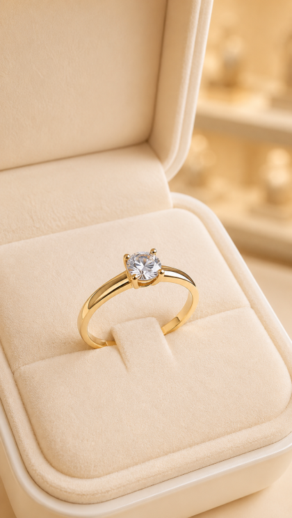 Anillo en oro amarillo 18K con Circon