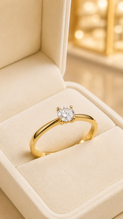 Anillo en oro amarillo 18K con Circon