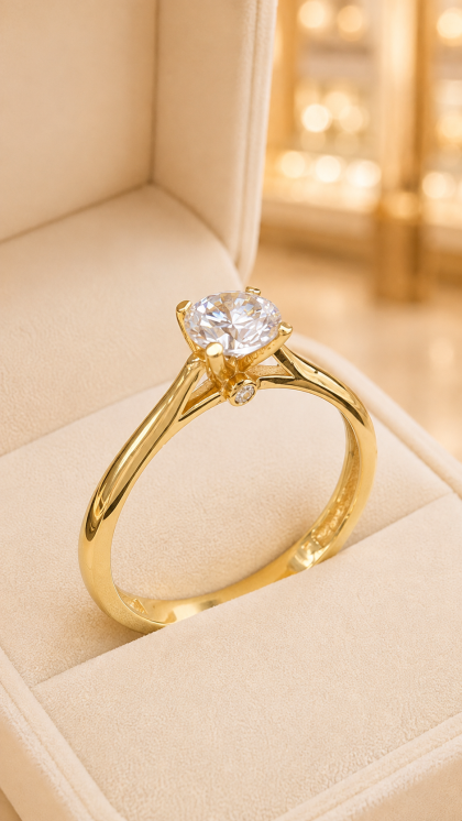 Anillo en oro amarillo 18K con Circon