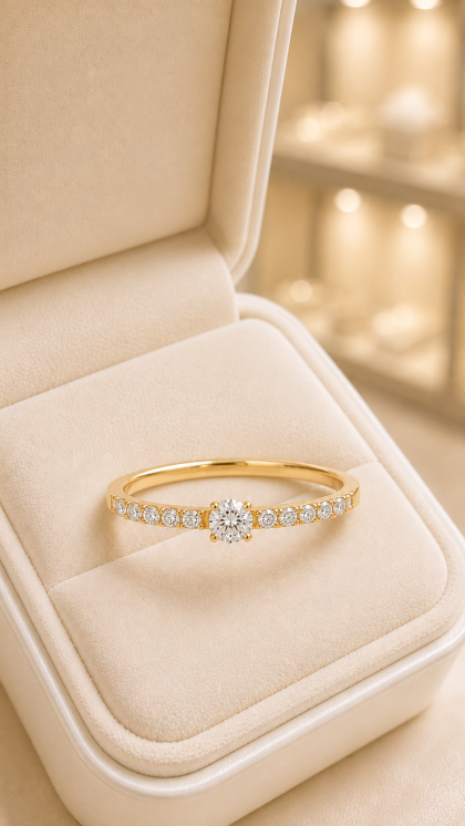 Anillo en oro amarillo 18K con Circon