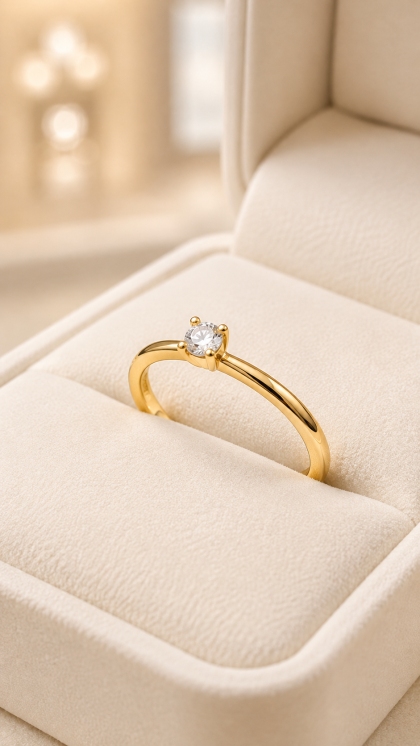 Anillo en oro amarillo 18K con Circon