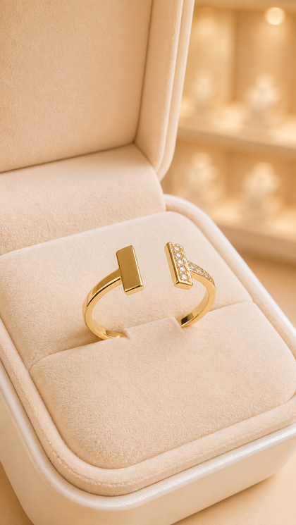 Anillo en oro amarillo 18K con Circon