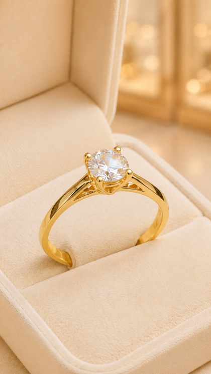 Anillo en oro amarillo 18K con Circon