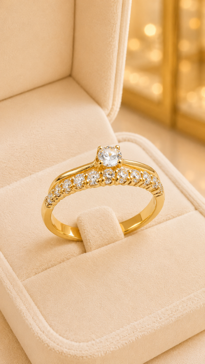 Anillo en oro amarillo 18K con Circon
