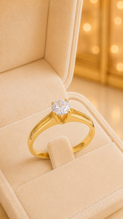 Anillo en oro amarillo 18K con Circon