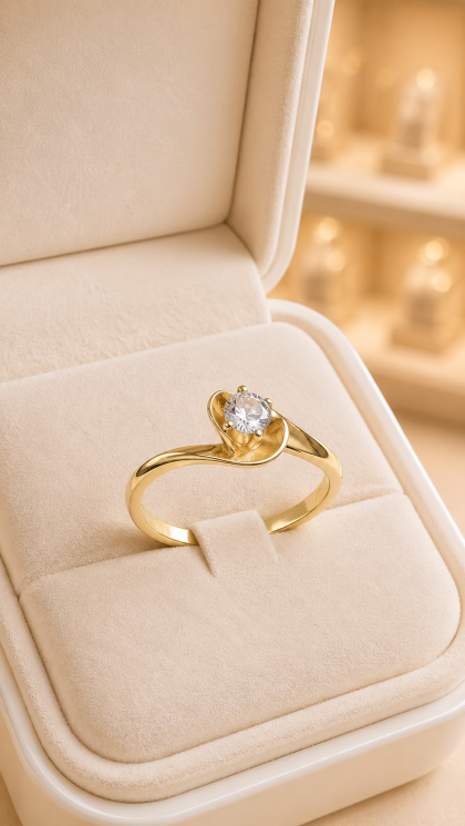 Anillo en oro amarillo 18K con Circon
