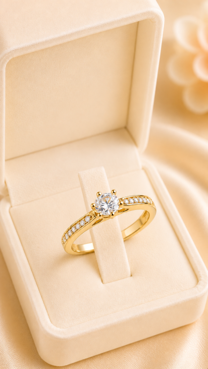Anillo en oro amarillo 18K con Circon