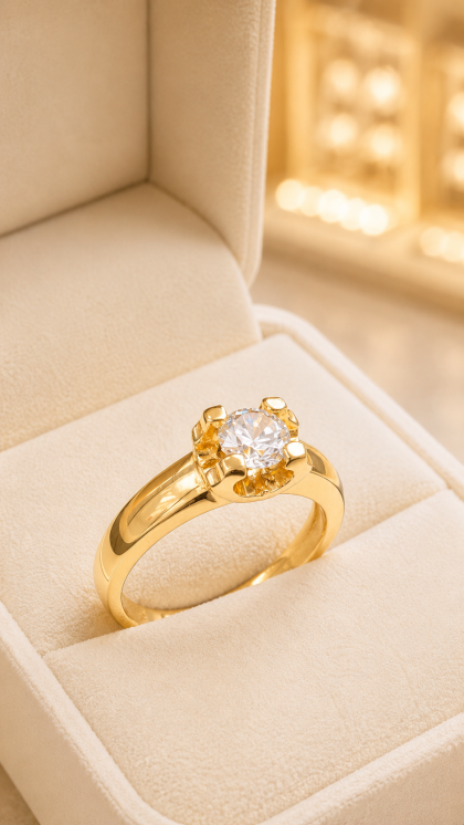 Anillo en oro amarillo 18K con Circon