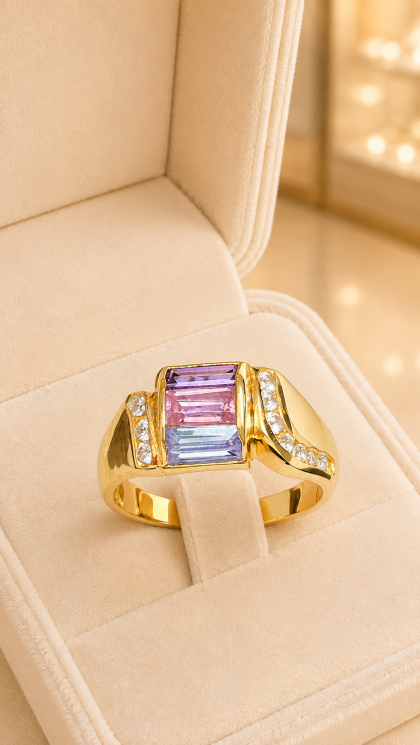 Anillo en oro amarillo 18K de 4.0 gr con Circon