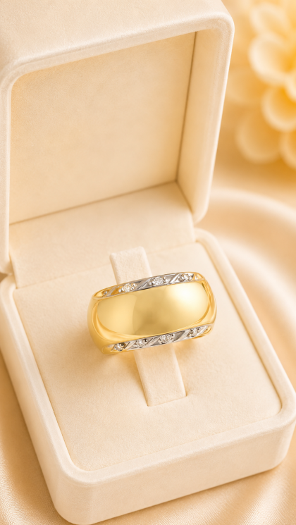 Anillo en oro amarillo y blanco 18K con Circon
