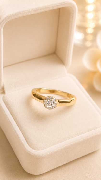 Anillo en oro amarillo 18K con Diamante