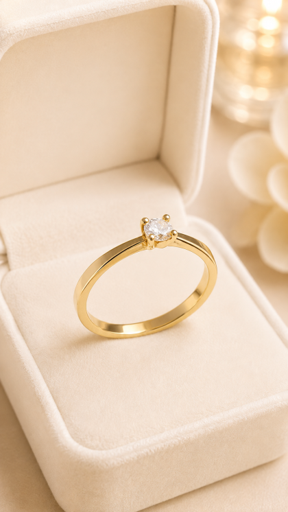 Anillo en oro amarillo 18K con Diamante