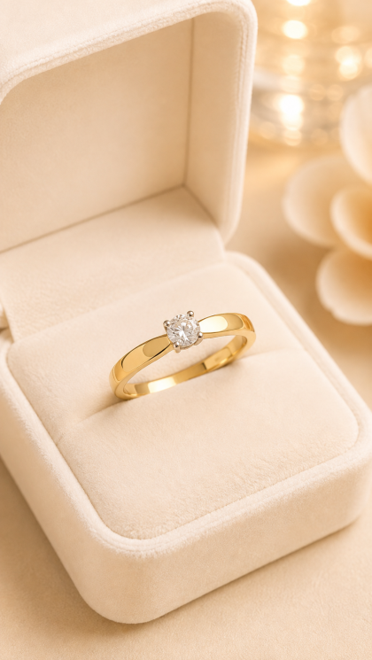 Anillo en oro amarillo 18K con Diamante