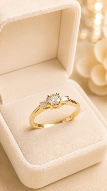 Anillo en oro amarillo 18K con Diamantes