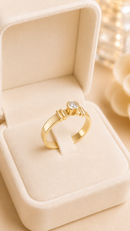 Anillo en oro amarillo 18K con Diamante
