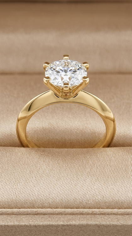 Anillo en oro amarillo 18K con Diamante