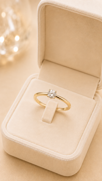 Anillo en oro amarillo 18K con Diamante