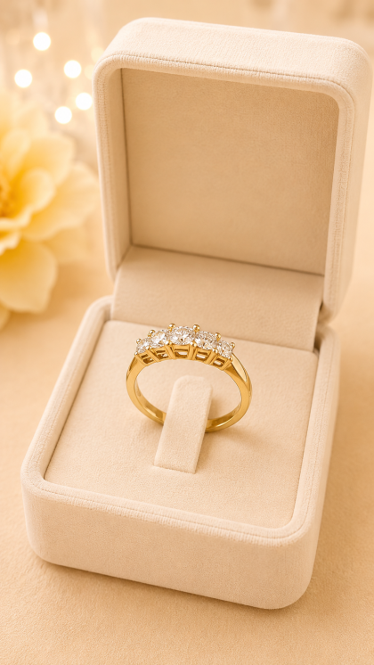 Anillo en oro amarillo 18K con Diamantes