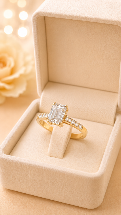 Anillo en oro amarillo 18K con Diamantes