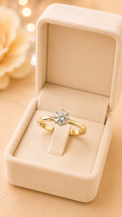 Anillo en oro amarillo 18K con Diamante
