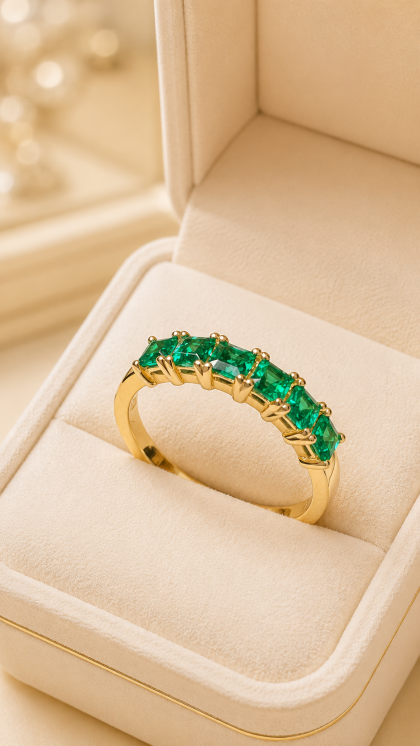Anillo en oro amarillo 18K con Esmeraldas