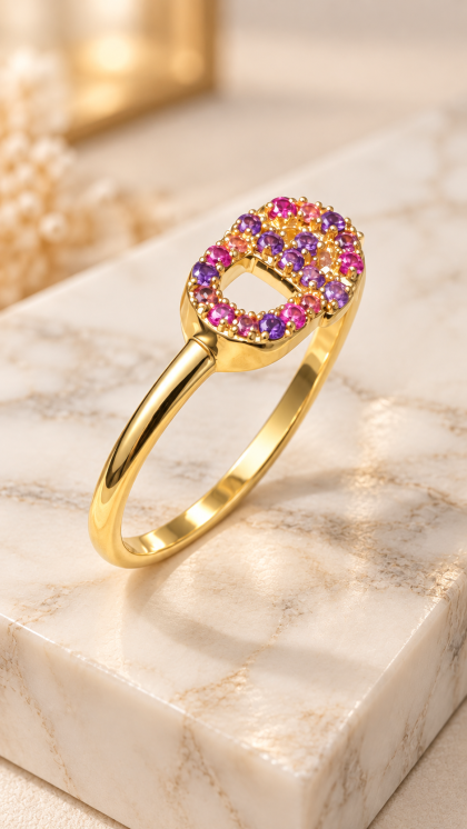 Anillo en oro amarillo 18K con Rubíes
