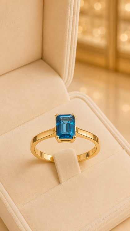 Anillo en oro amarillo 18K con Topacio