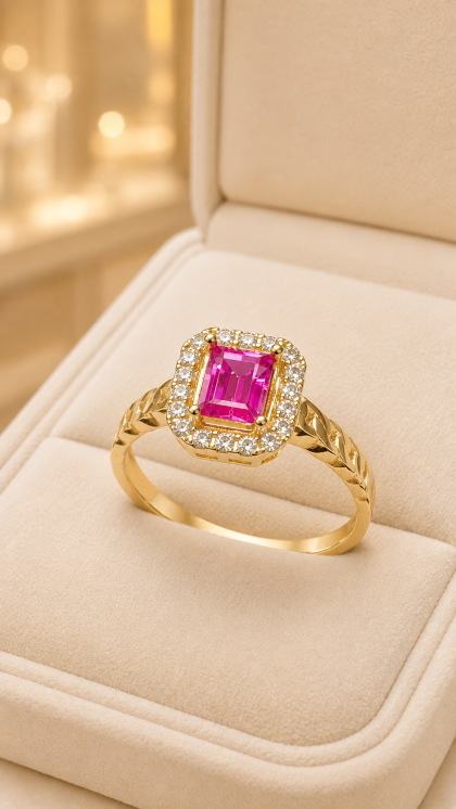 Anillo en oro amarillo 18K con Topacio y Circon