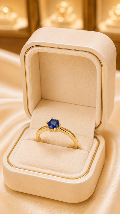 Anillo en oro amarillo 18K con Zafiro
