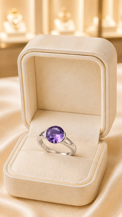 Anillo en oro blanco 18K con Alejandrita