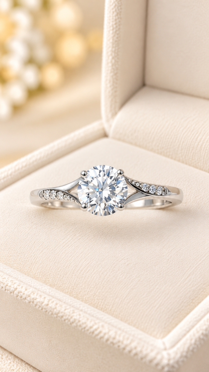 Anillo en oro blanco 18K con Circon