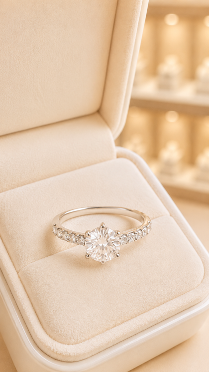 Anillo en oro blanco 18K con Circon