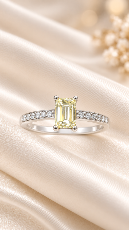 Anillo en oro blanco 18K con Diamantes
