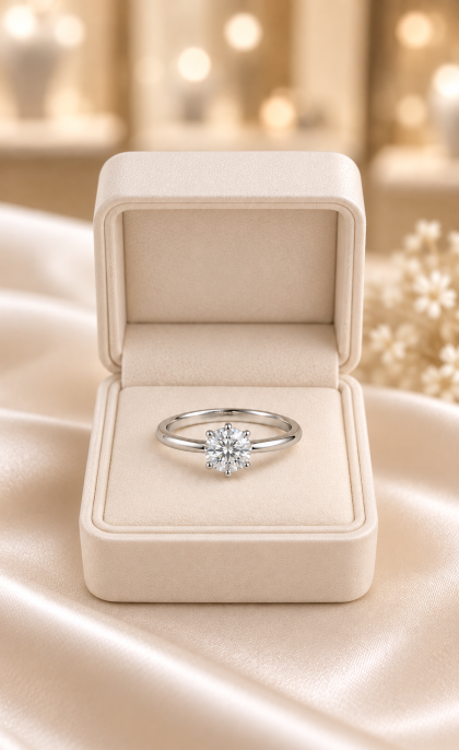 Anillo en oro blanco 18K con Diamante