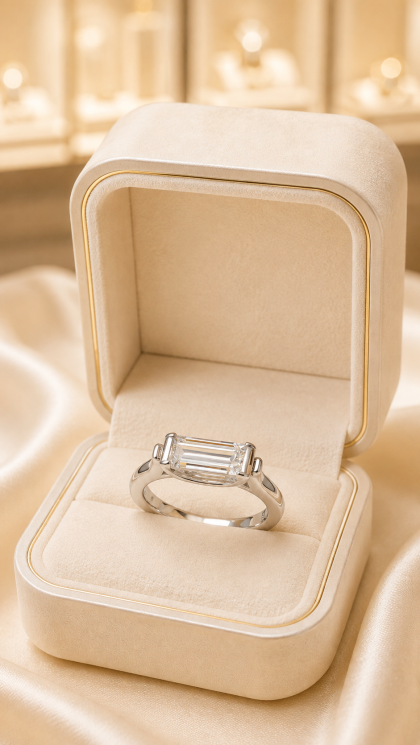 Anillo en oro blanco 18K con Diamante