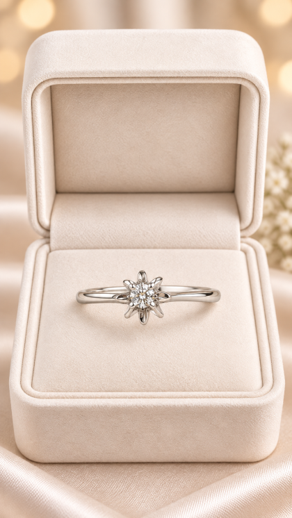 Anillo en oro blanco 18K con Diamante