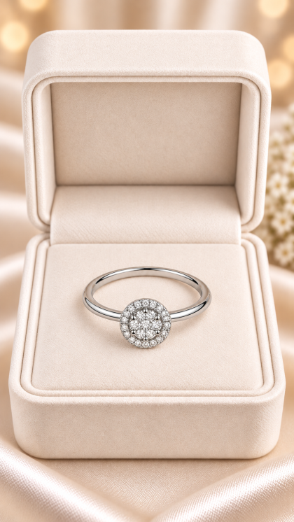 Anillo en oro blanco 18K con Diamantes