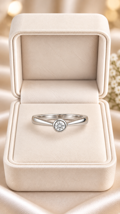 Anillo en oro blanco 18K con Diamante