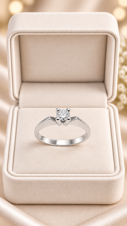 Anillo en oro blanco 18K con Diamante