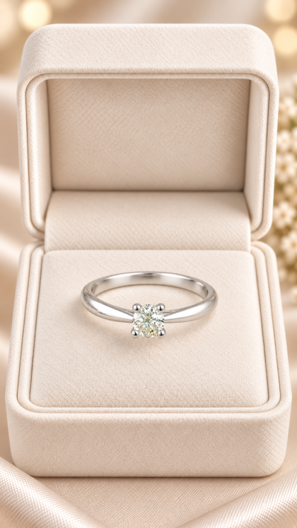 Anillo en oro blanco 18K con Diamante