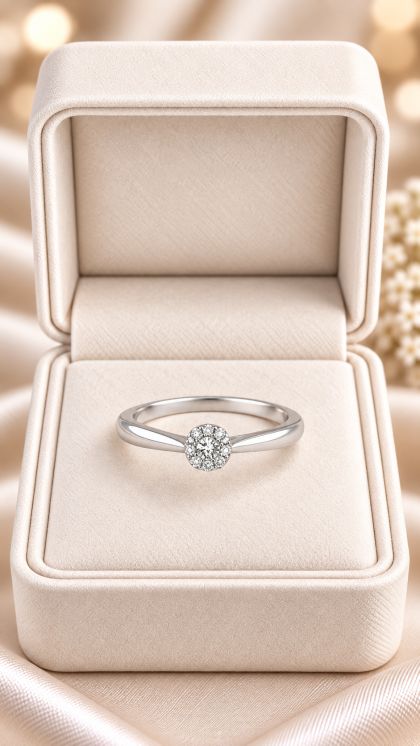 Anillo en oro blanco 18K con Diamante