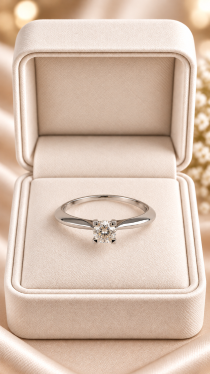 Anillo en oro blanco 18K con Diamante