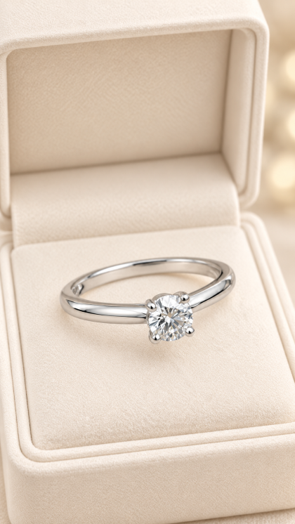 Anillo en oro blanco 18K con Diamante