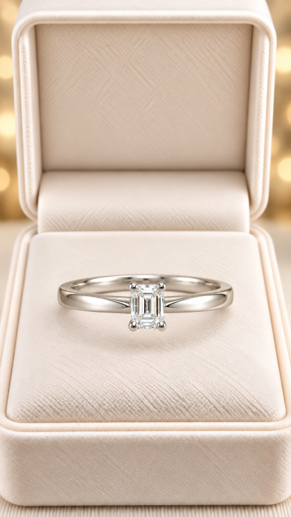 Anillo en oro blanco 18K con Diamante