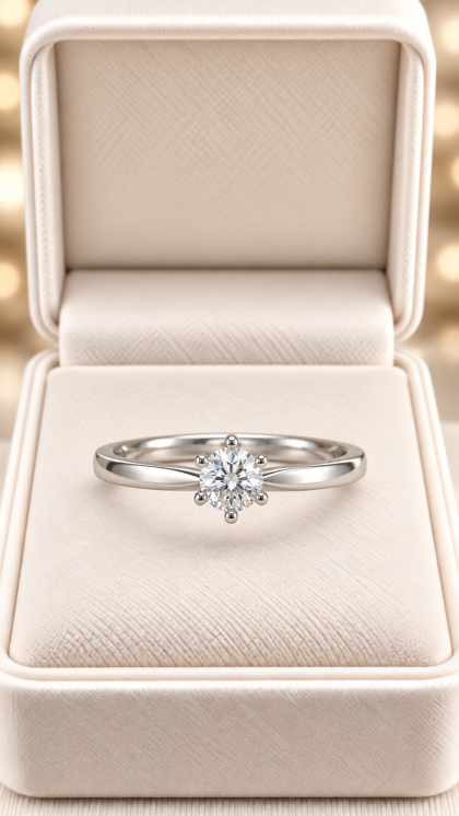 Anillo en oro blanco 18K con Diamante