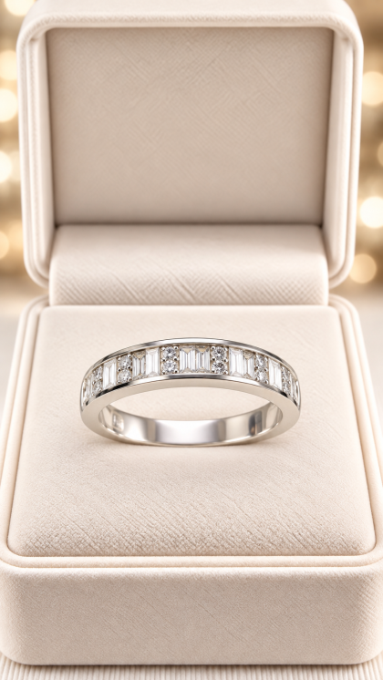 Anillo en oro blanco 18K con Diamantes