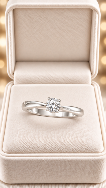 Anillo en oro blanco 18K con Diamante
